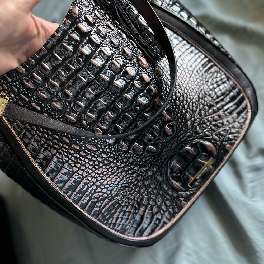 Like new Brahmin Marianna bag. Elegant Black Crocodile-Embossed Women's Bag